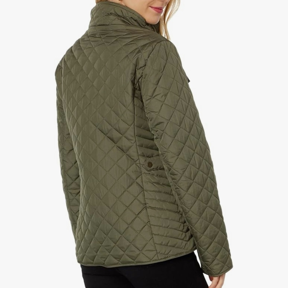 Tommy Hilfiger Women's Quilted Mock Neck Collar Zip Jacket in Thyme Green XL - Picture 4 of 8